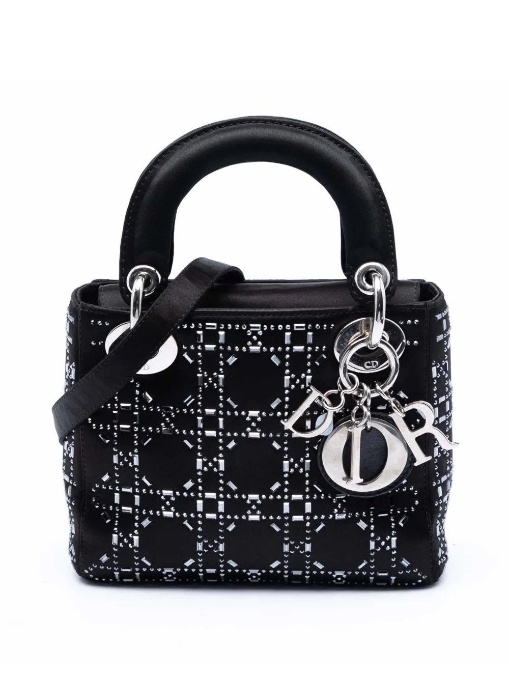 2018 Mini Satin Cannage Strass Crystal Embellished Lady Dior satchel
