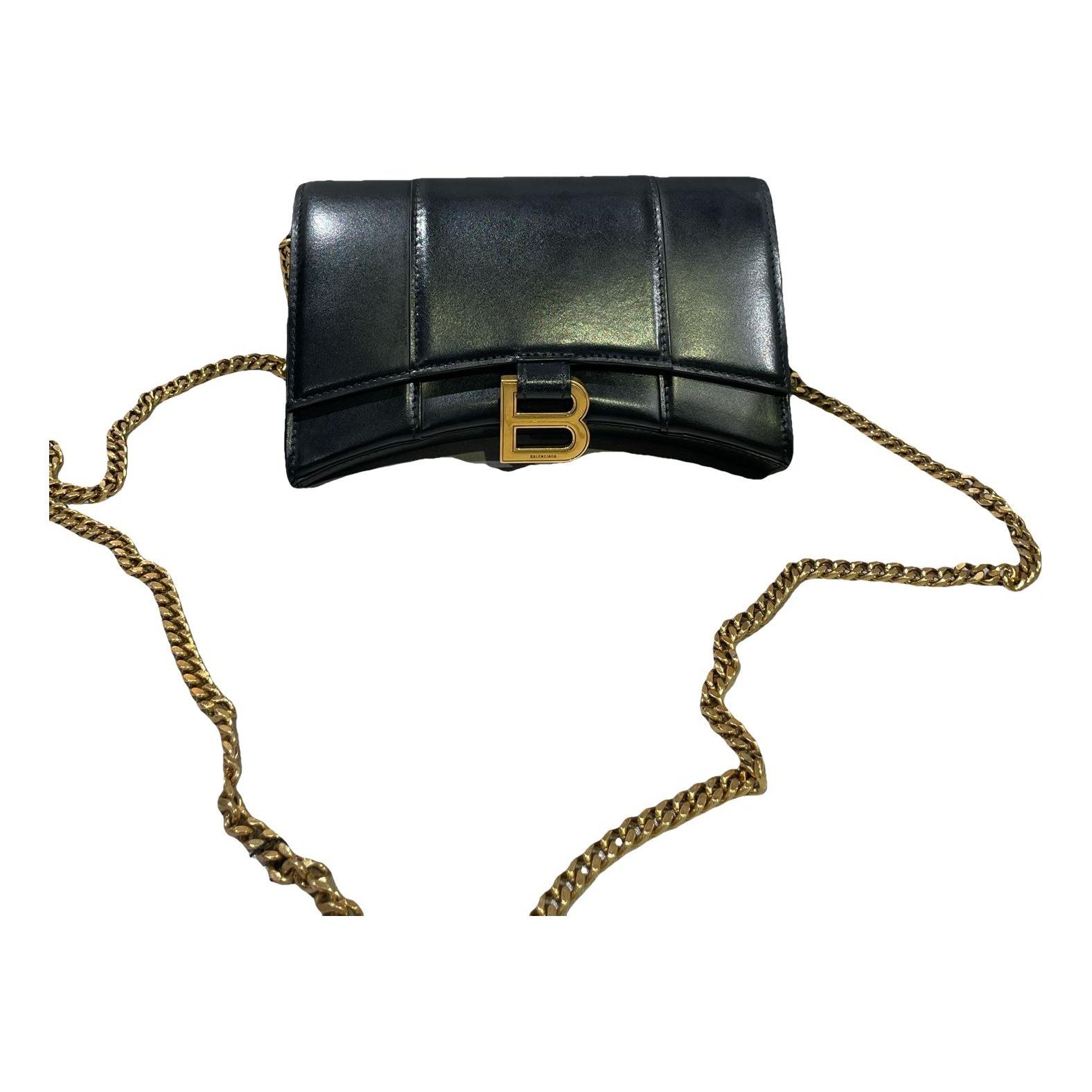 Hourglass leather handbag