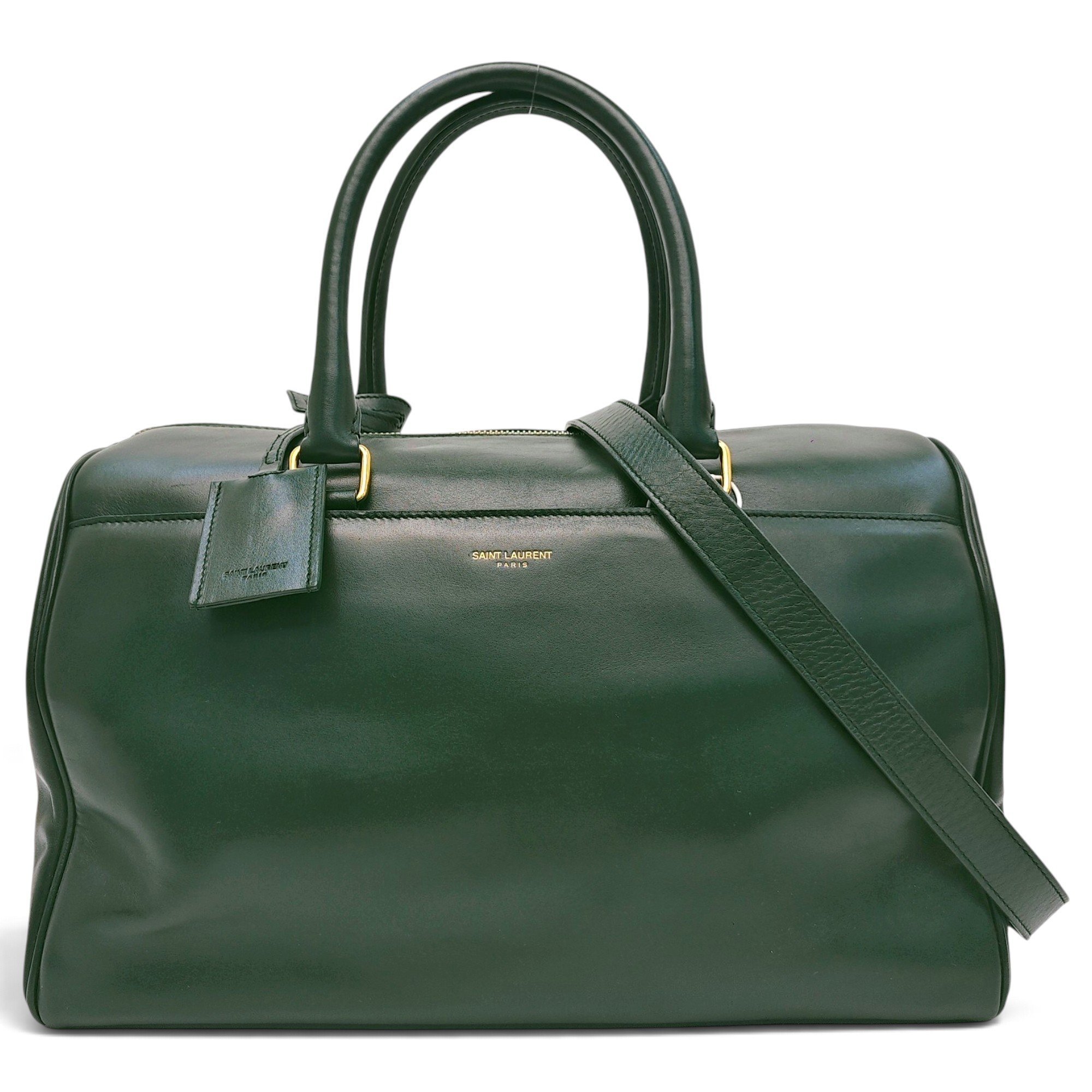 Duffle leather handbag
