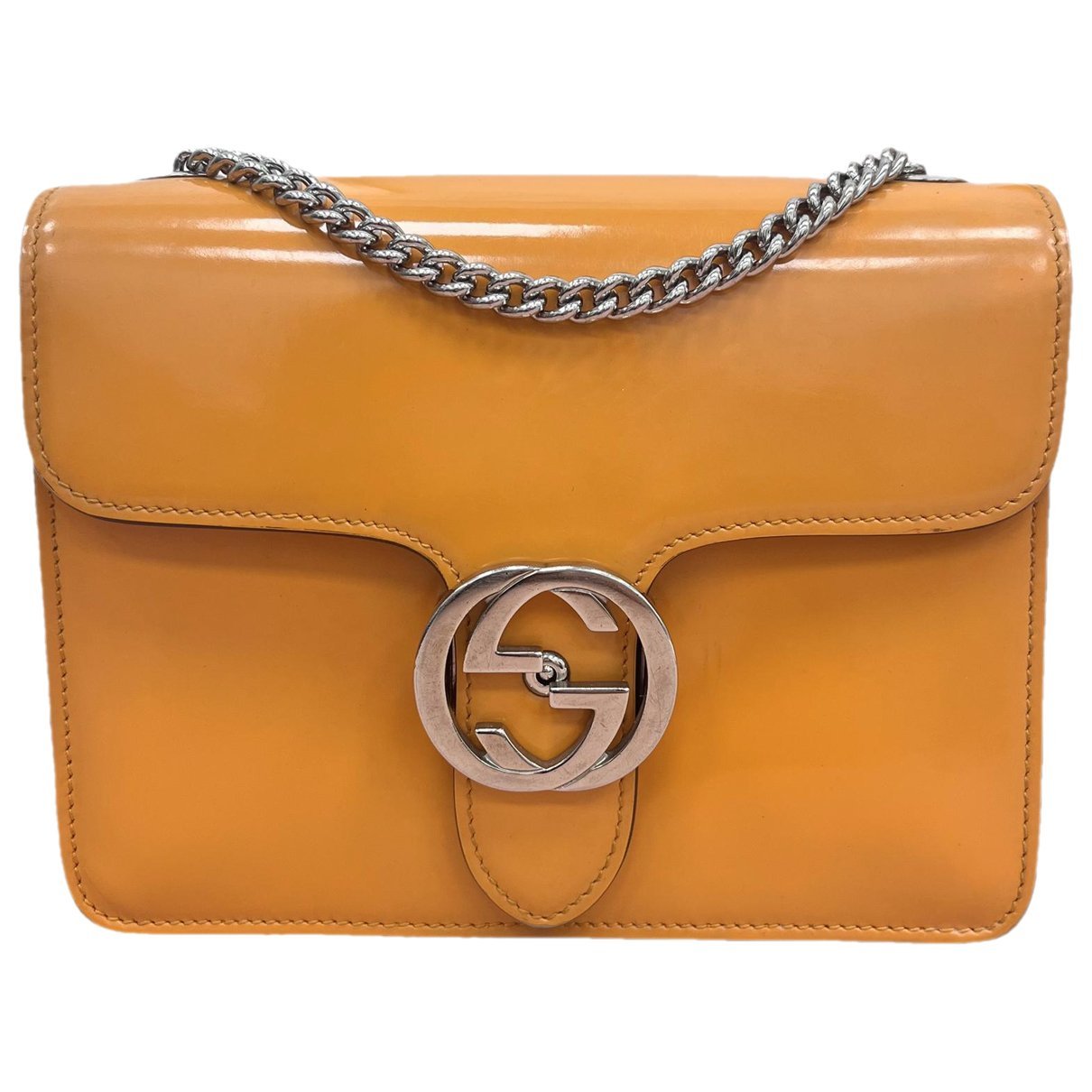 Interlocking patent leather handbag