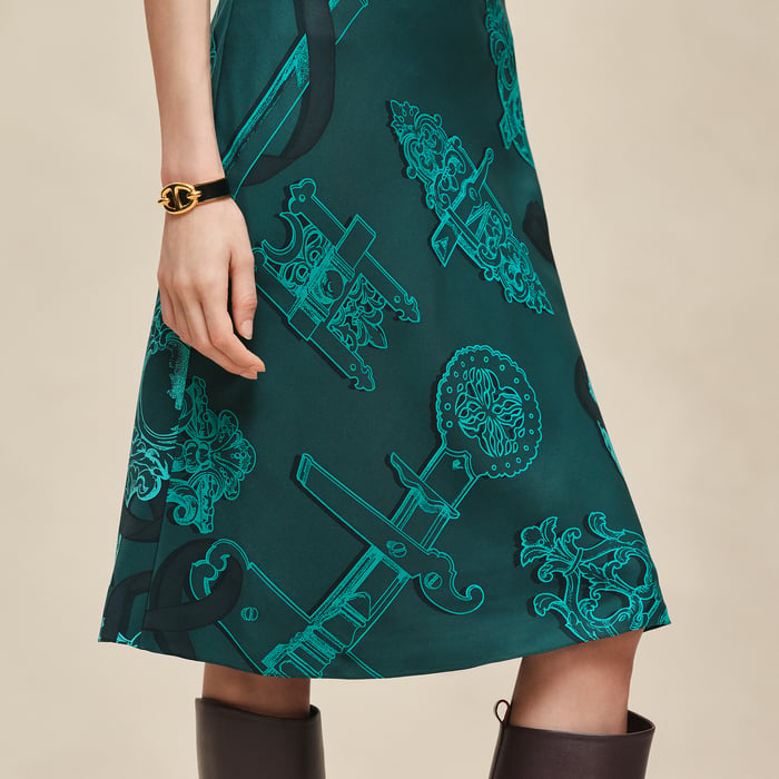 Vert Pin "Ferronnerie Remix" Slanted Skirt