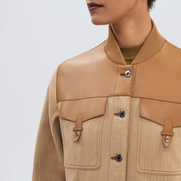 Beige Albâtre Reversible Jacket With Leather Detail