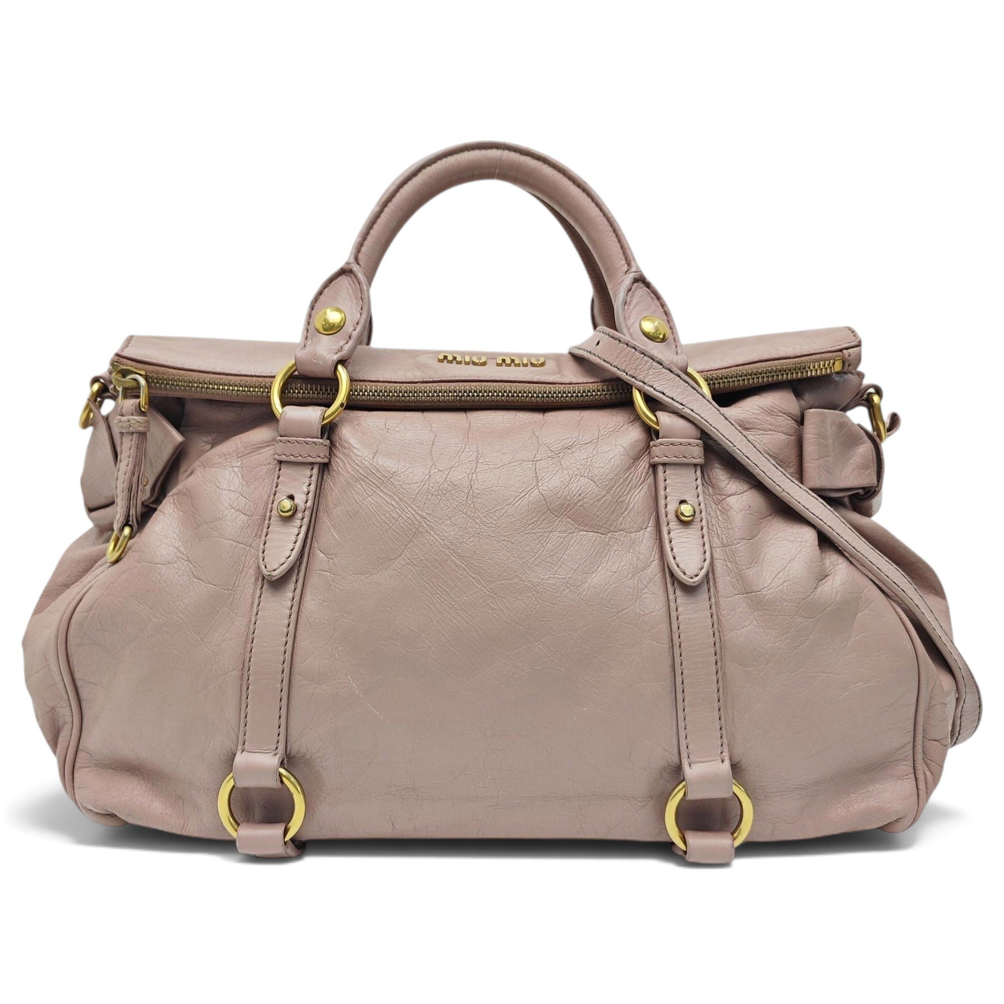 Bow bag leather handbag