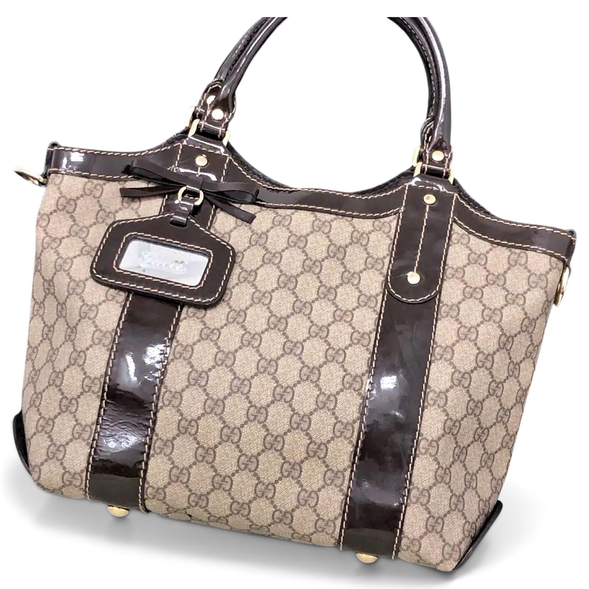 Dialux Britt patent leather tote