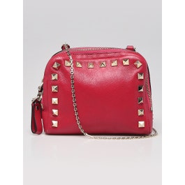 Valentino Valentino Pink Nappa Leather Rockstud Mini Crossbody Chain Bag