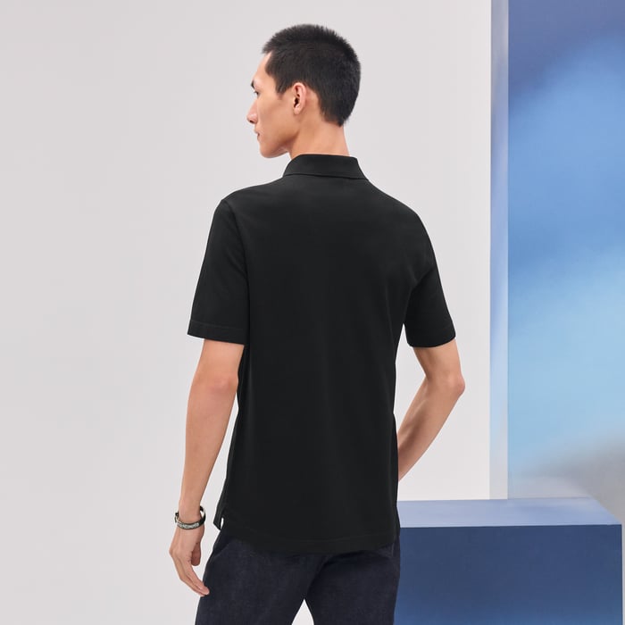 Noir H Embroidered Buttoned Polo Shirt