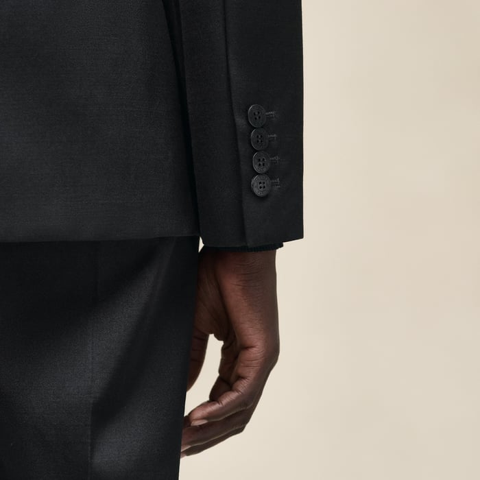 Noir Suit Jacket With Knotted Waist