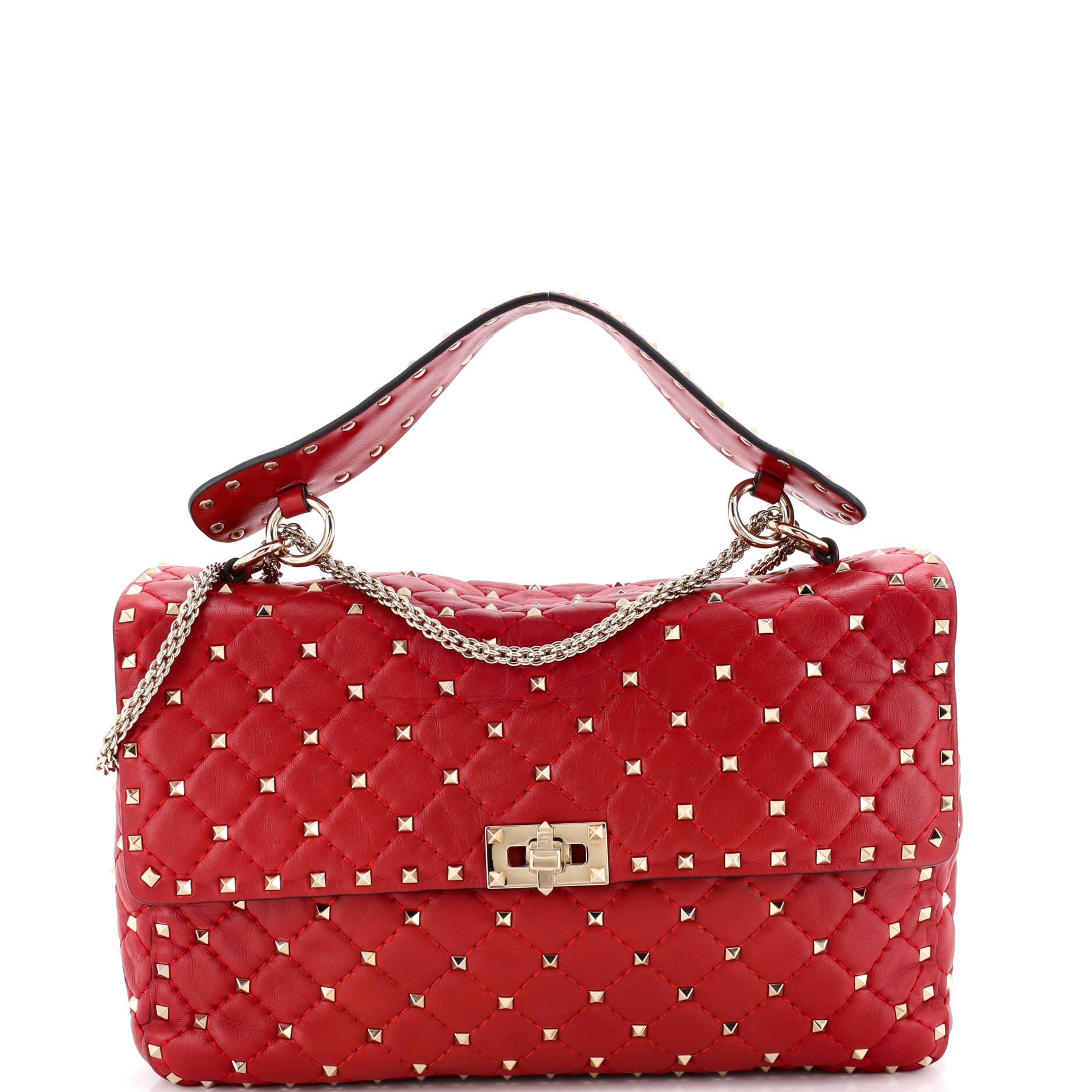 Rockstud Spike Flap Bag Quilted Leather Large
