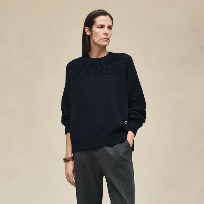Bleu Noir Cashmere Long-sleeve Sweater