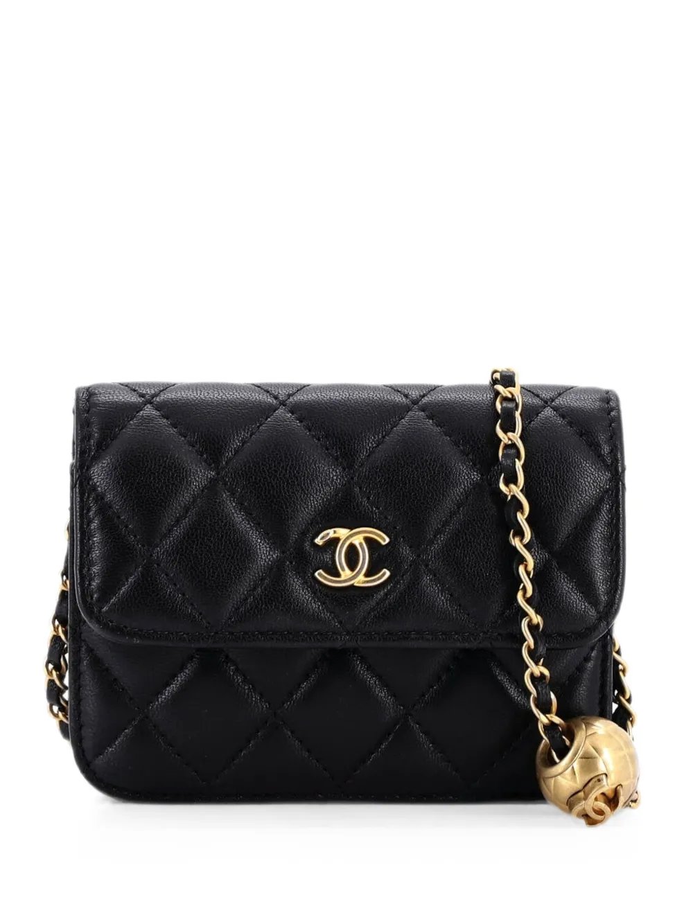 Pearl Crush Flap Clutch with Chain Quilted Lambskin Mini crossbody bag