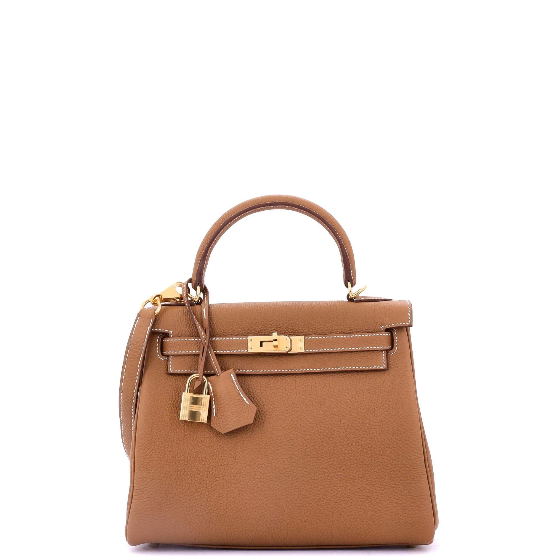 Hermes Kelly 25 Handbag Gold Togo Leather 2025