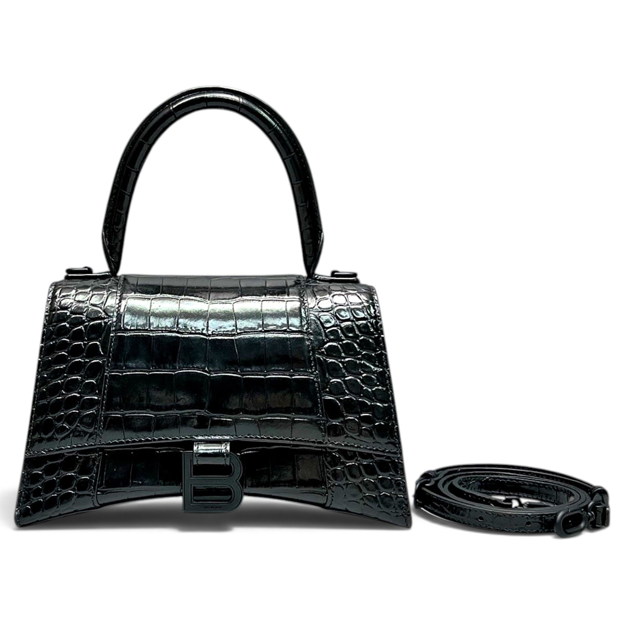 Hourglass leather handbag