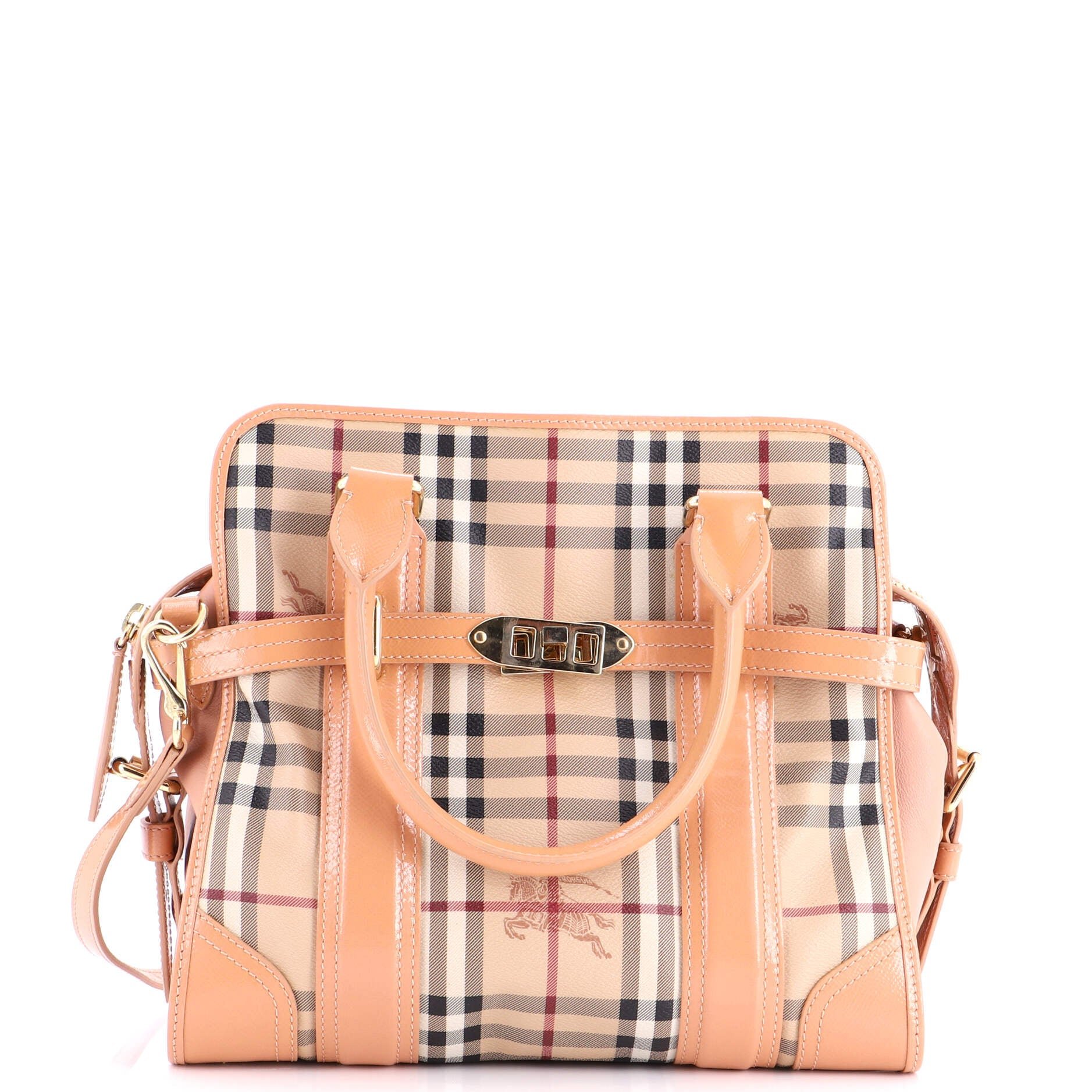 Burberry Minford Satchel Haymarket Coated Canvas Medium