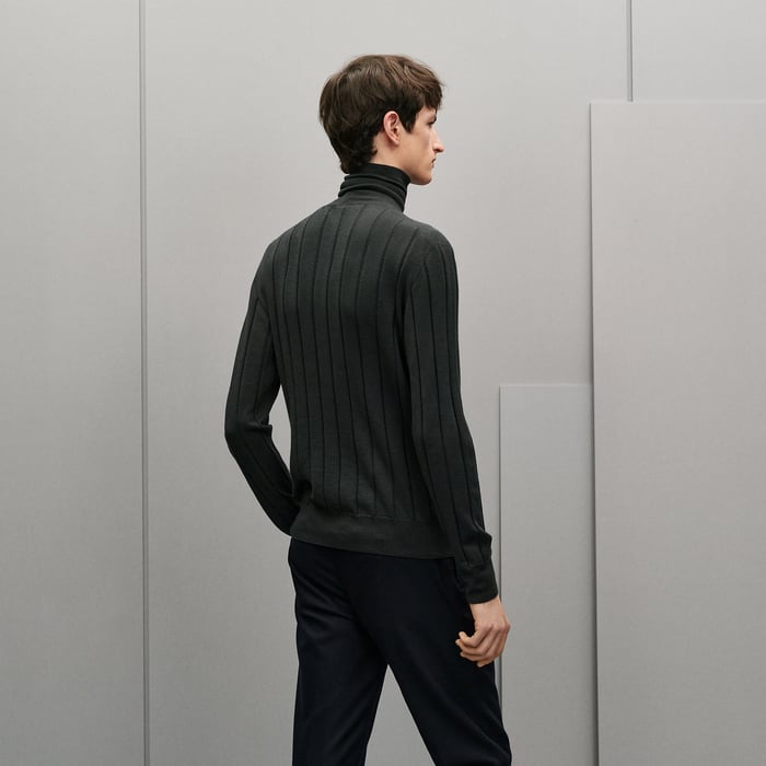 Anthracite "Cotes Et Maillons" Turtleneck Sweater