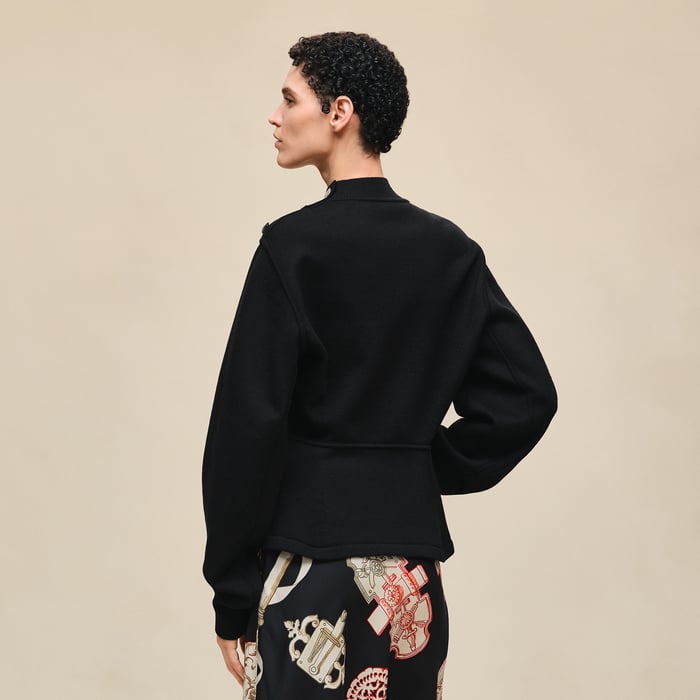 Noir Buttoned Sweater With "Ferronnerie" Details