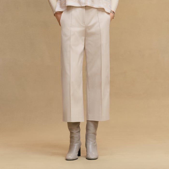 Beige Avoine Cropped Pants