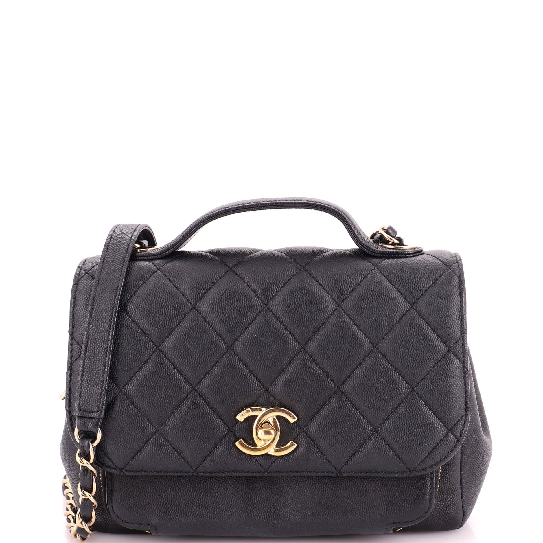 Business Affinity Flap Bag Quilted Caviar Small