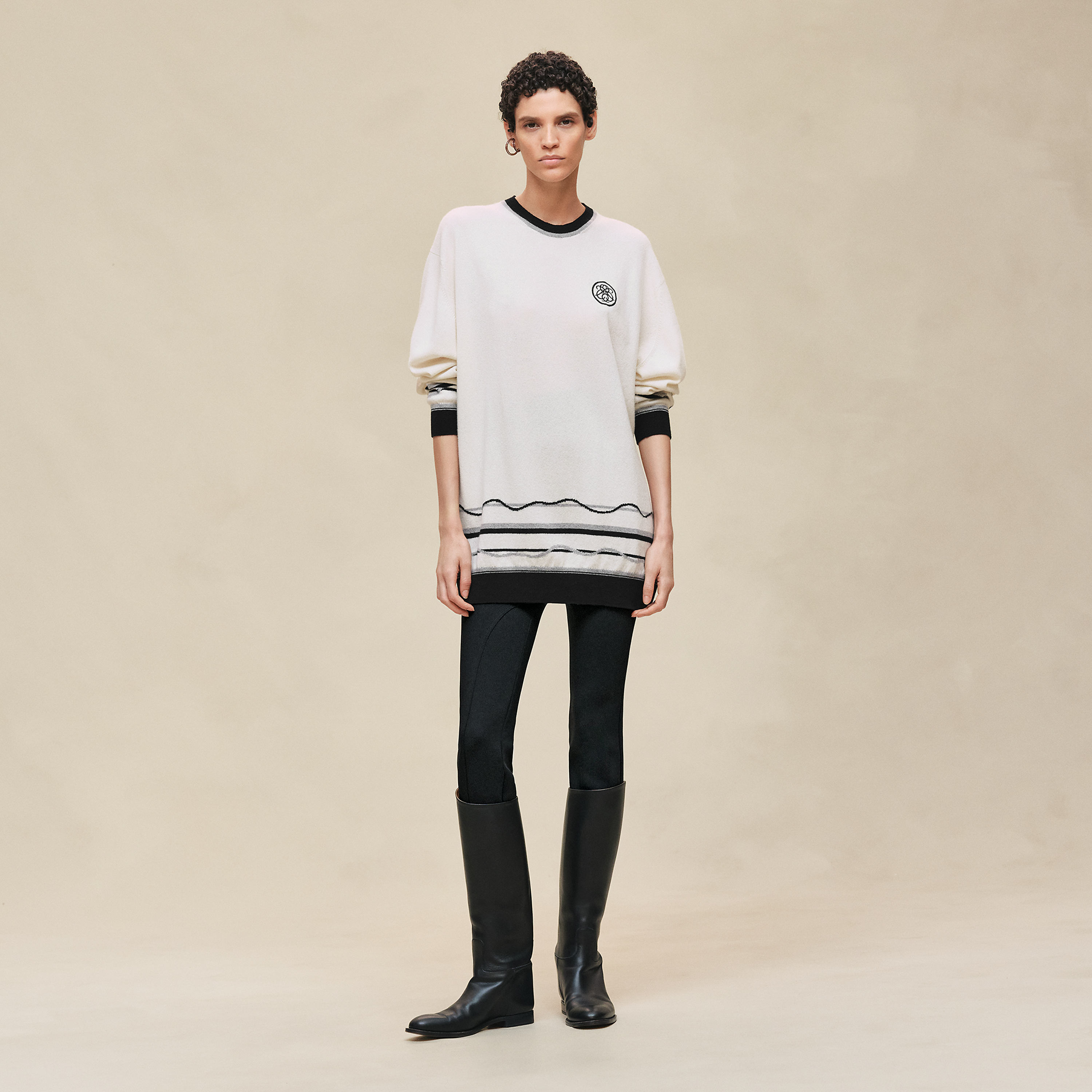 "Ex-Libris" long-sleeve tunic sweater
