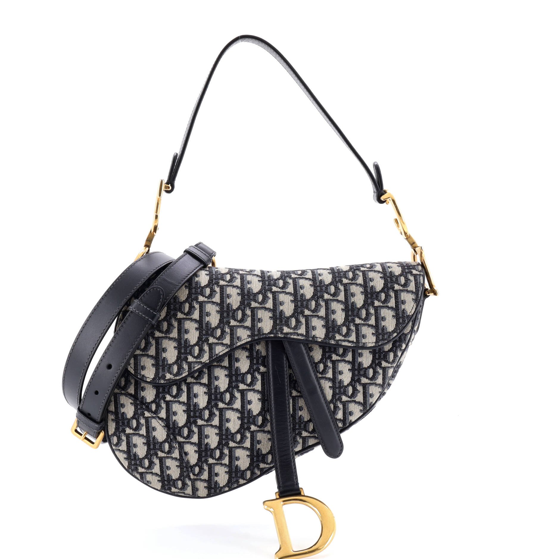 Dior Saddle Handbag with Strap Oblique Canvas Medium