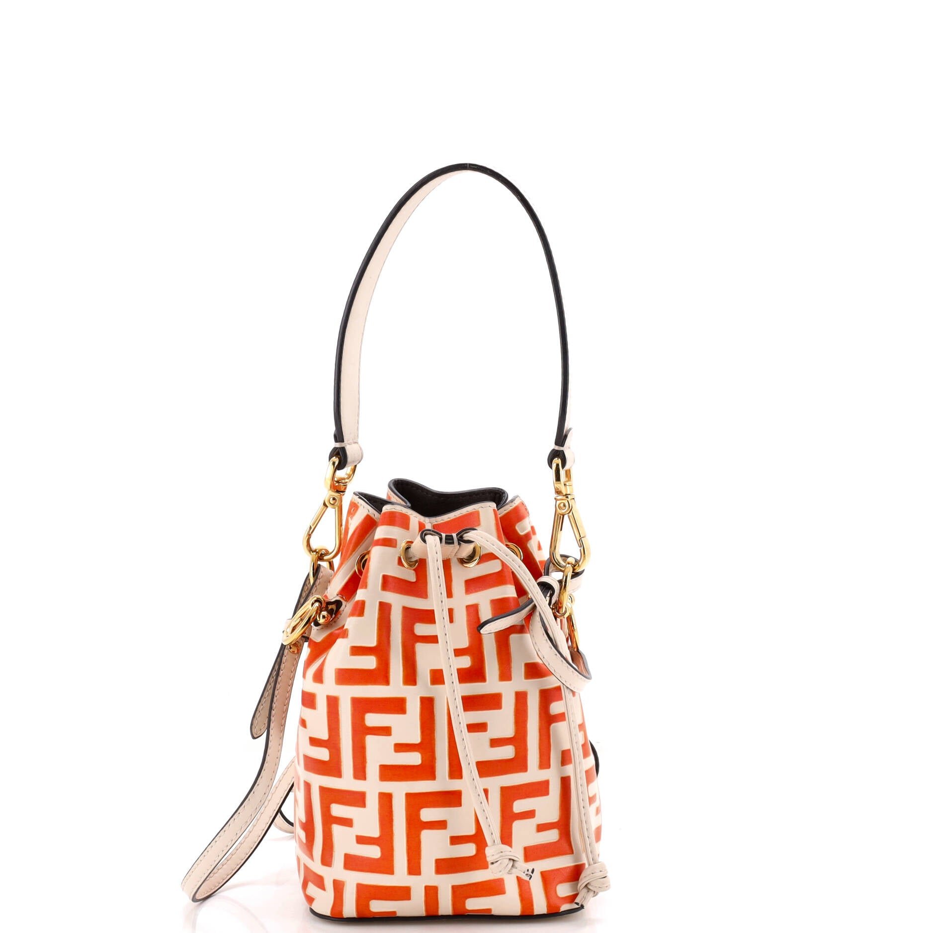 Mon Tresor Bucket Bag Zucca Embossed Leather Mini