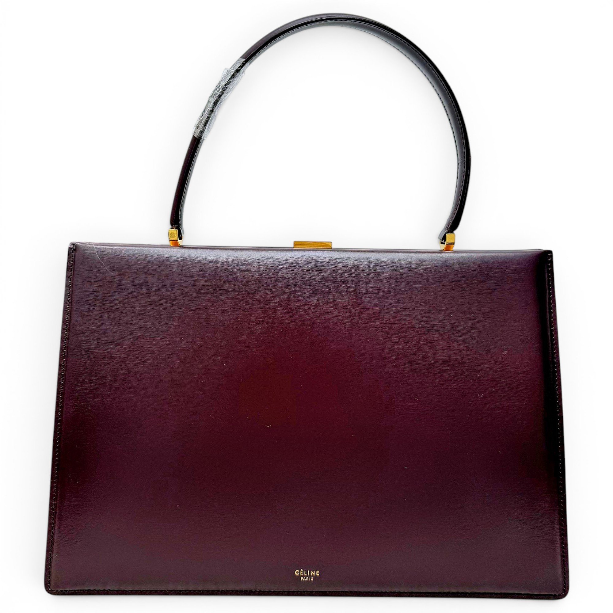 Clasp leather handbag