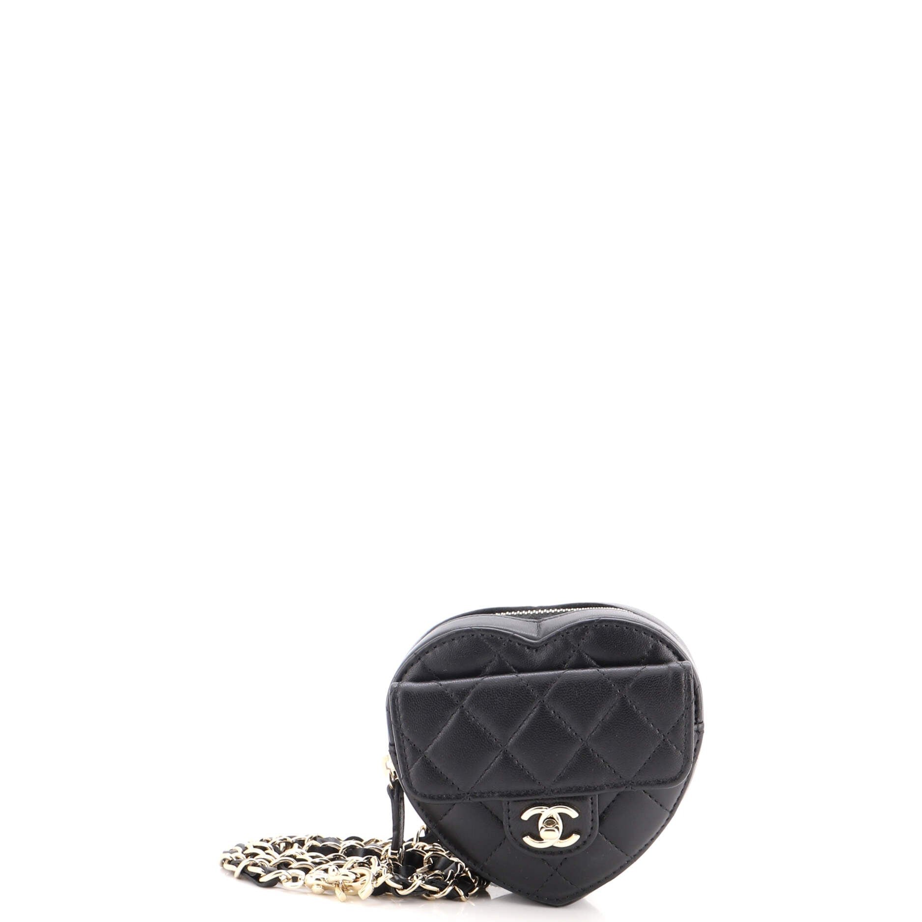 CC in Love Heart Belt Bag Quilted Lambskin