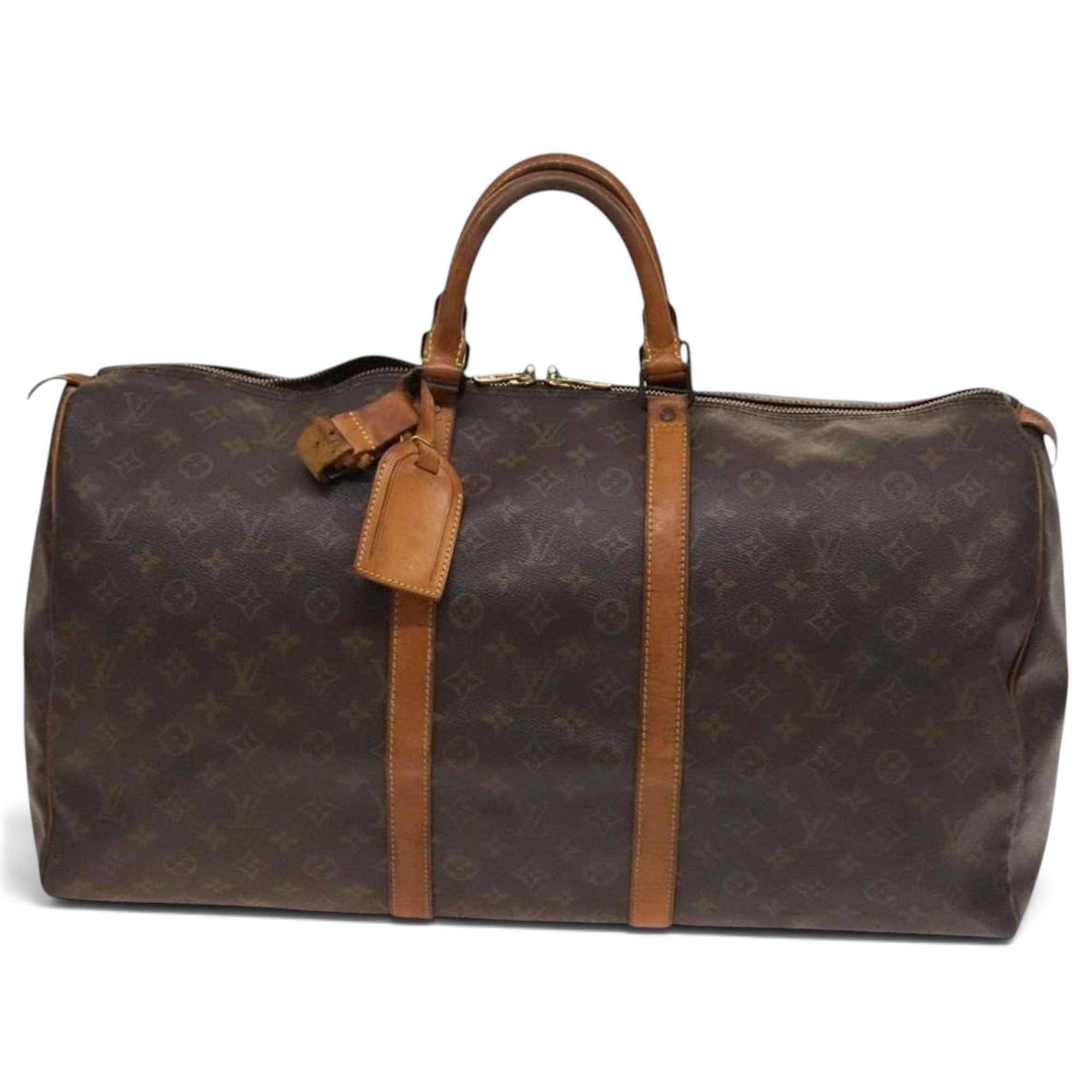 Louis Vuitton Keepall leather travel bag
