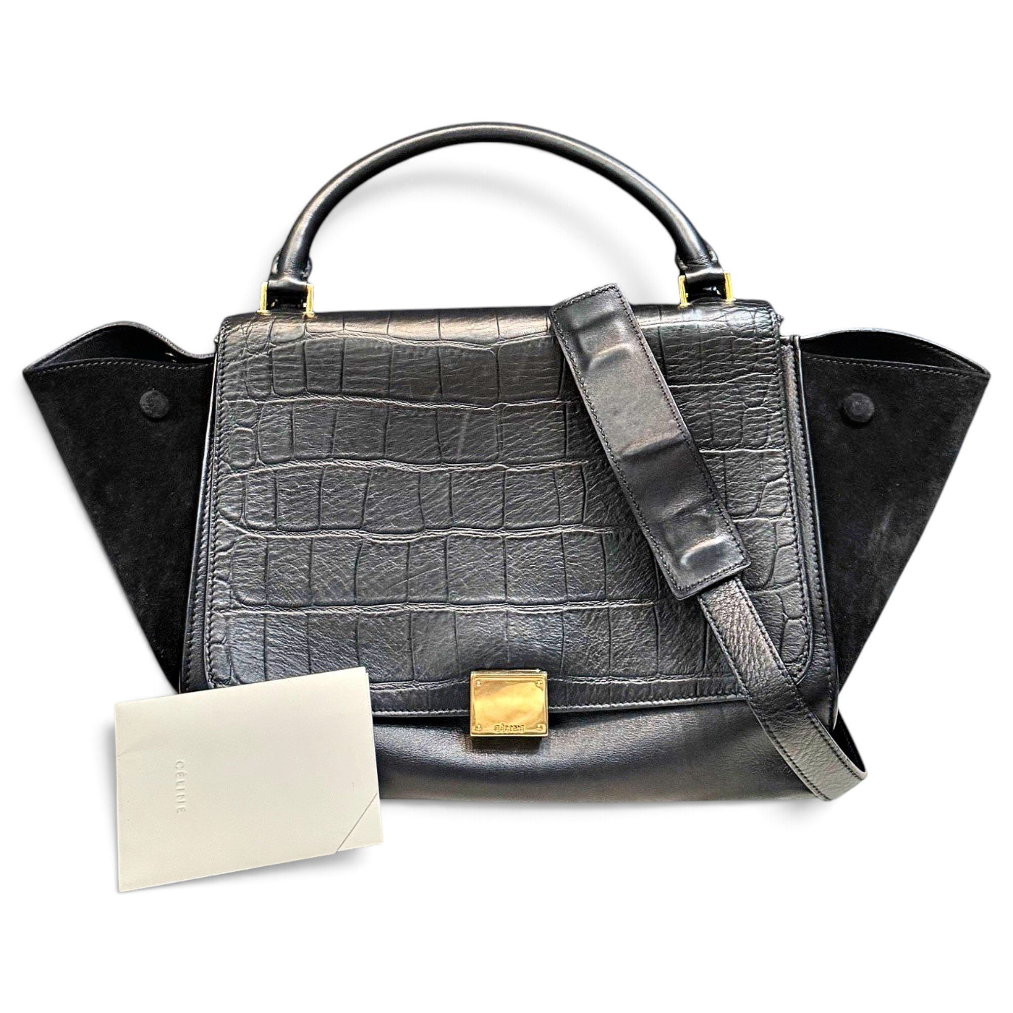 Trapèze leather handbag