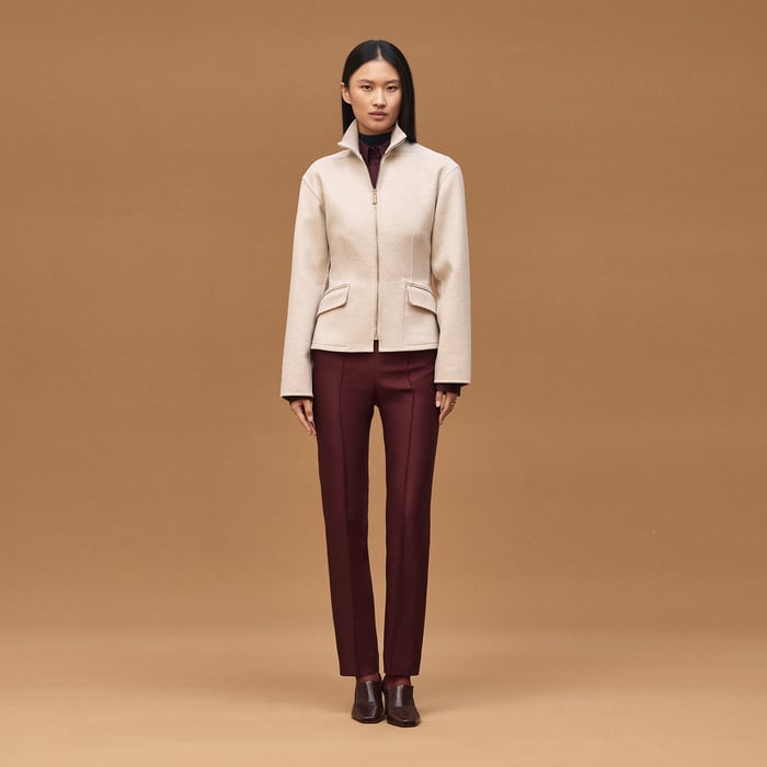 Beige Naturel Short Equestrian Cashmere Coat
