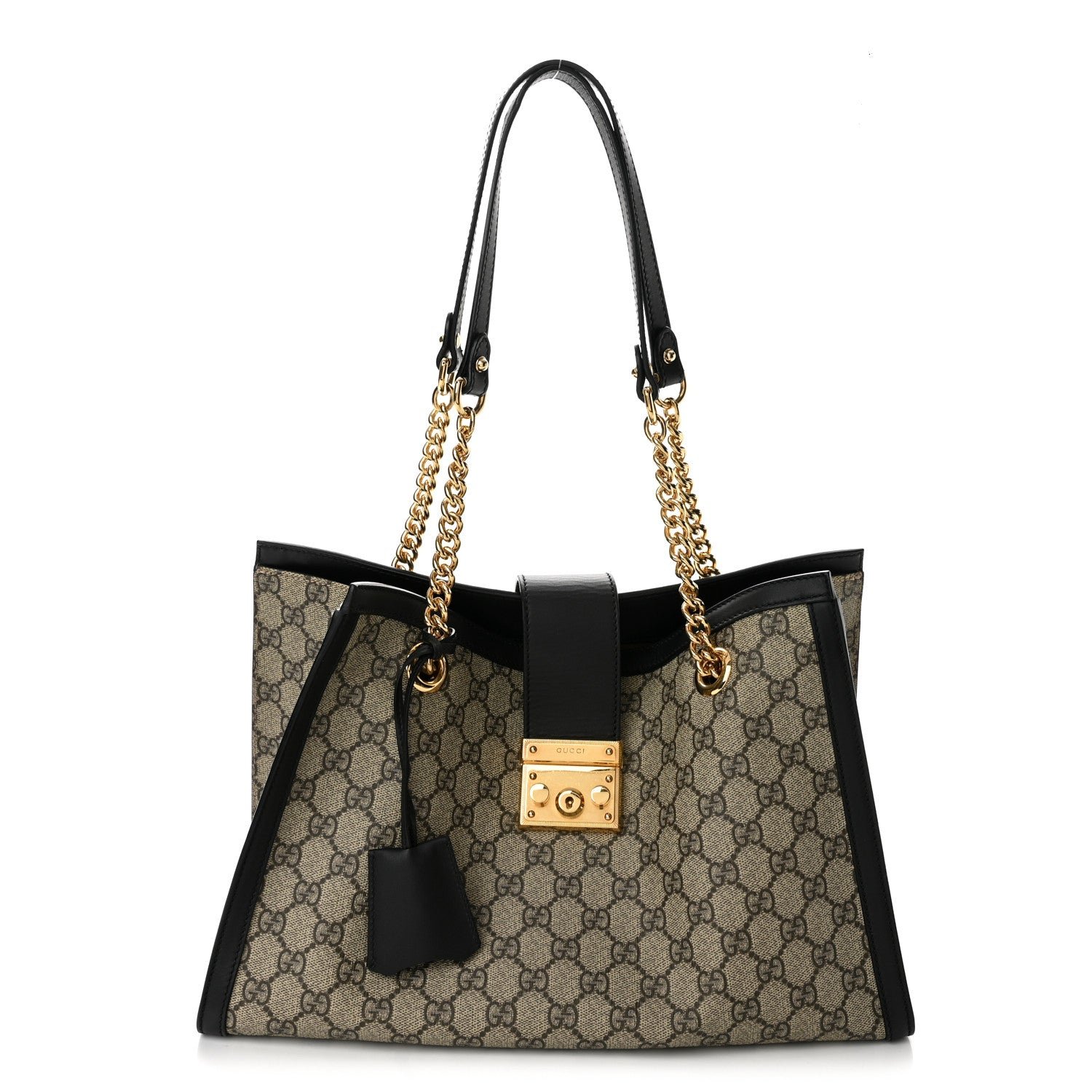 Gucci GG Supreme Monogram Medium Padlock Tote Black