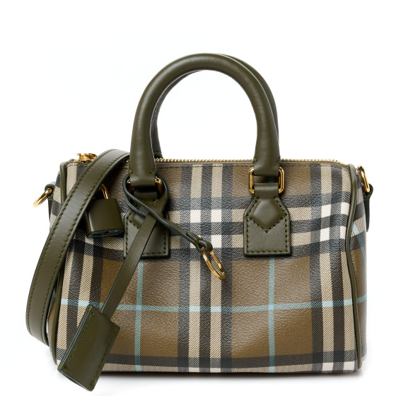 Burberry Vintage Check Mini Bowling Bag Olive Green