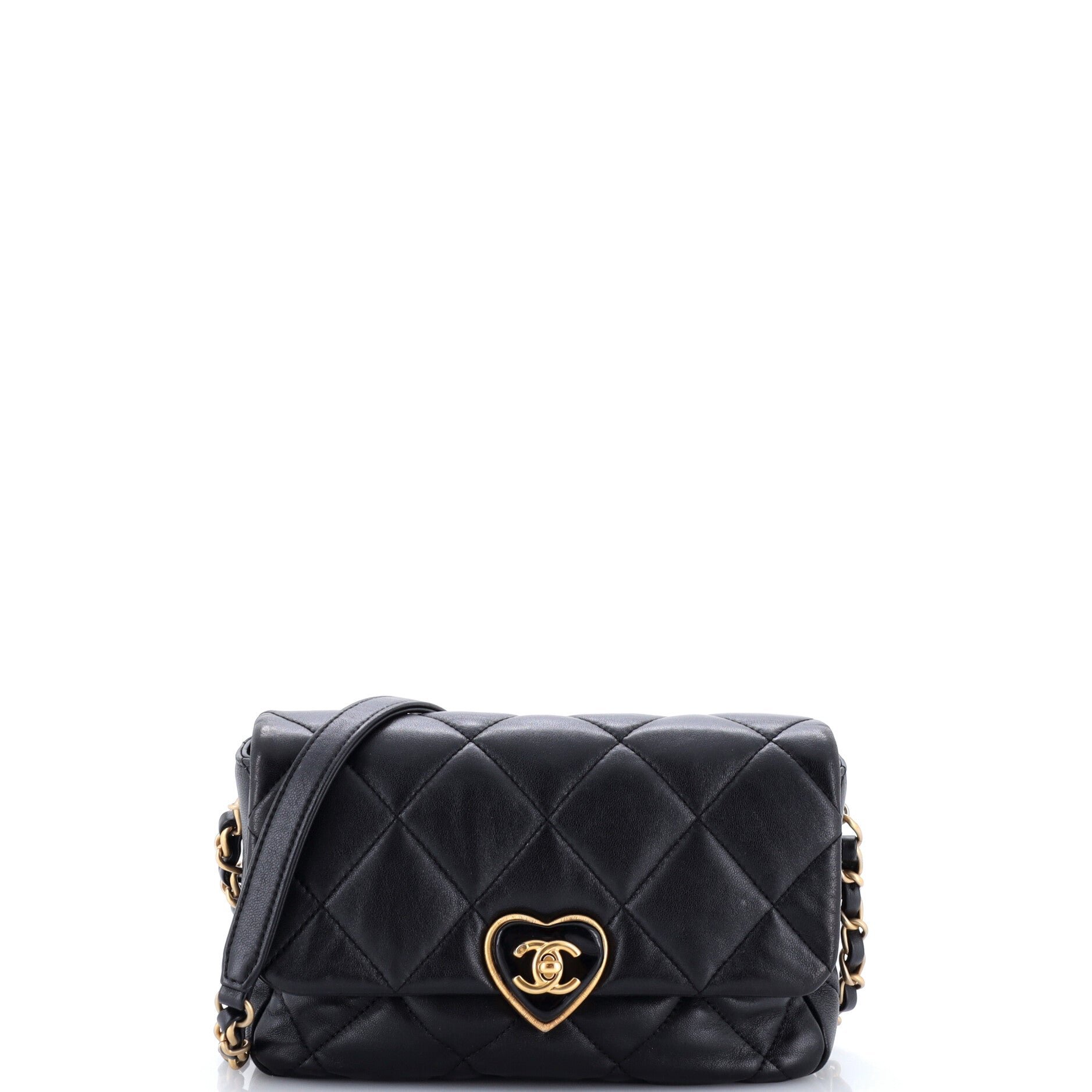 Coco Love CC Heart Flap Bag Quilted Lambskin Small