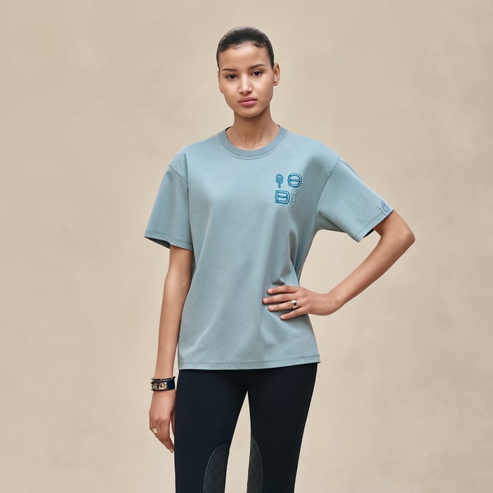 Bleu Adriatique Maxi Printed T-shirt
