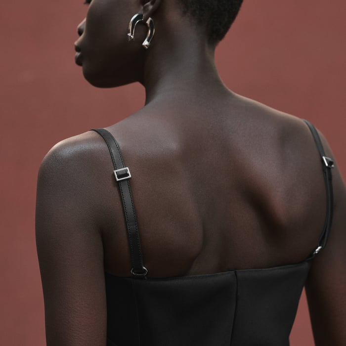 Noir Bustier Dress With Shoulder Straps