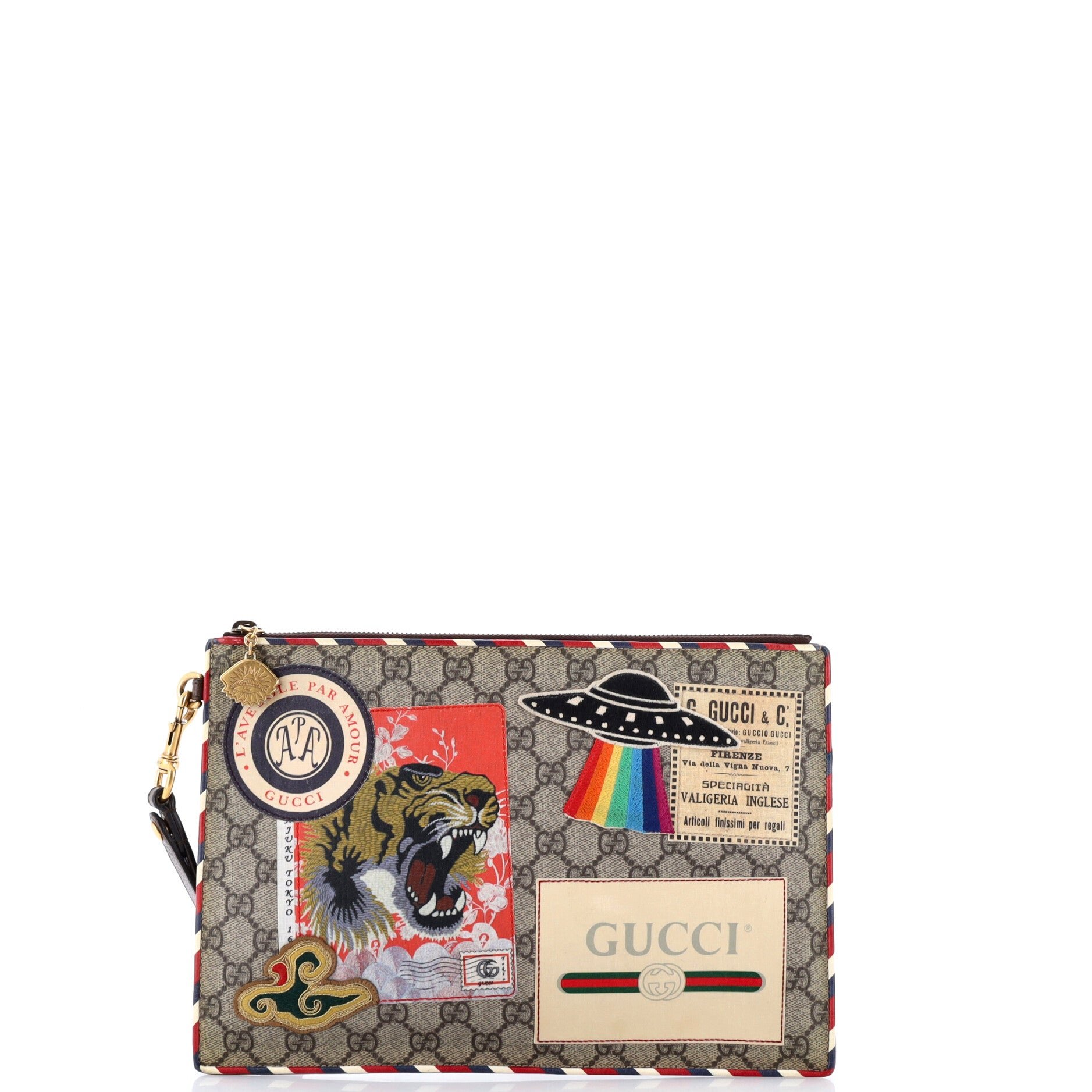 Courrier Pouch GG Coated Canvas with Applique