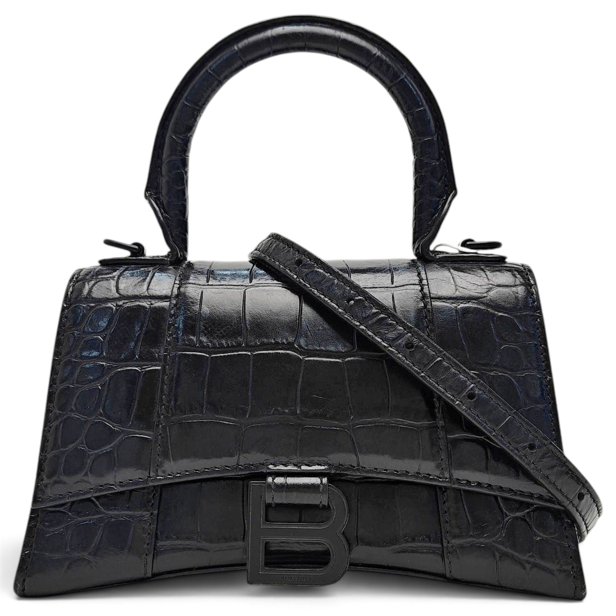 Hourglass leather handbag