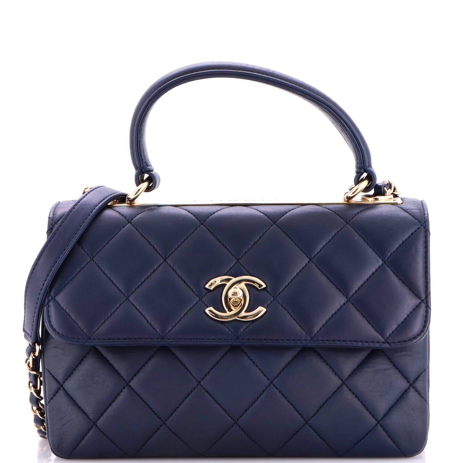 Trendy CC Top Handle Bag Quilted Lambskin Small