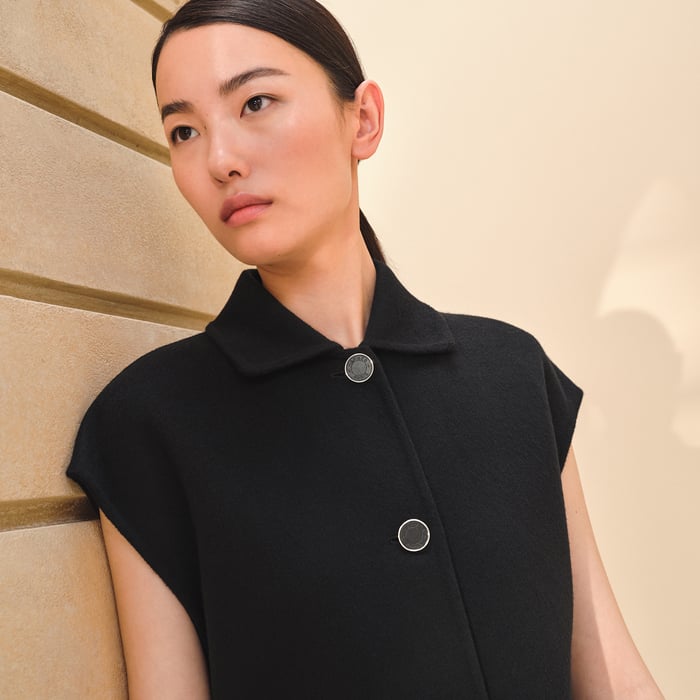 Noir Belted Cashmere Long Vest