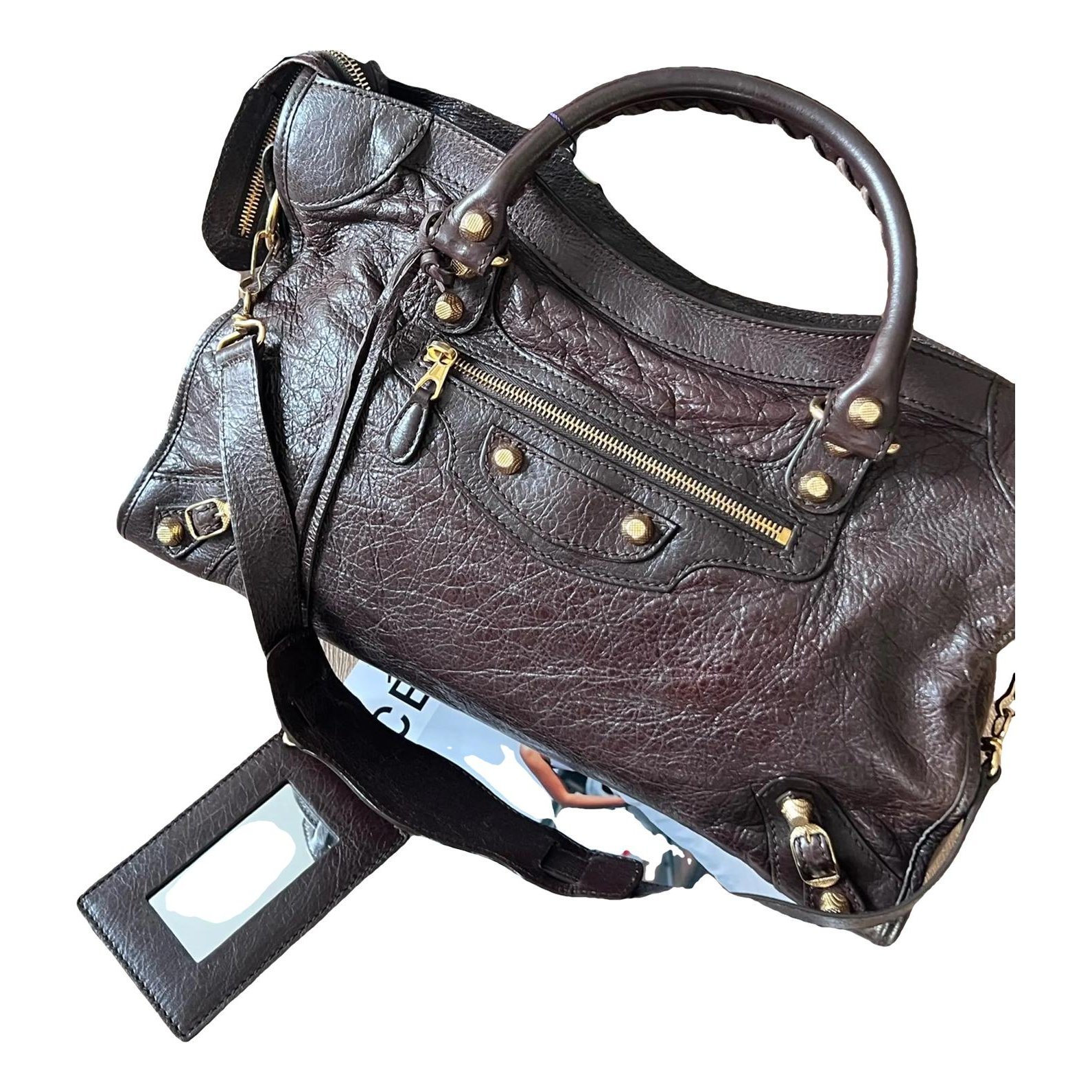 City leather handbag