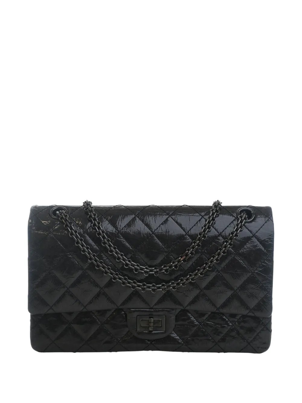 2015-2016 Glazed Quilted Aged Calfskin So Black Reissue 2.55 Double Flap 226 shoulder bag