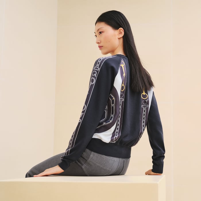 Bleu Noir "Effet Kaleidoscope" Long-sleeve Twillaine Sweater