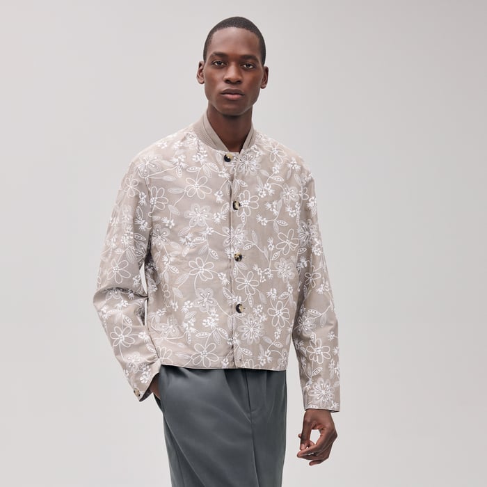 Sable "Fleurs Technique" Rib-trim Jacket
