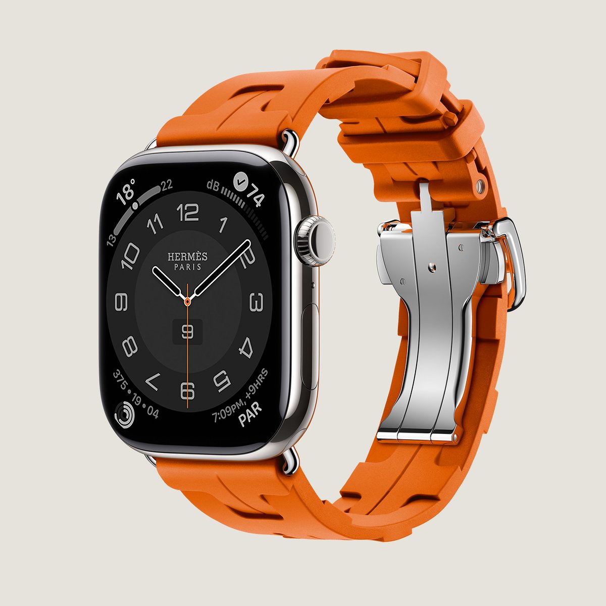 Orange Band Apple Watch Hermès Single Tour 46 mm Deployment Buckle Kilim