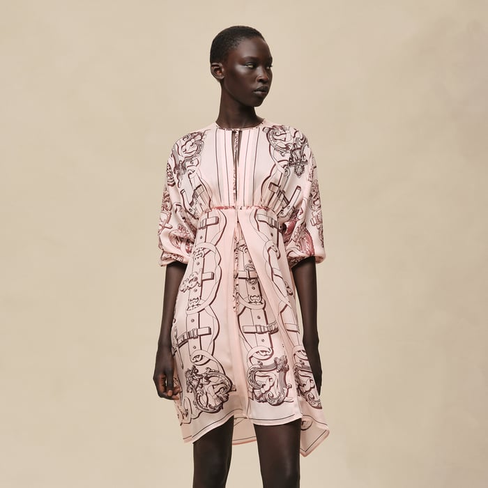 Rose Opaline "Ferronnerie Remix" Knotted Collar Dress