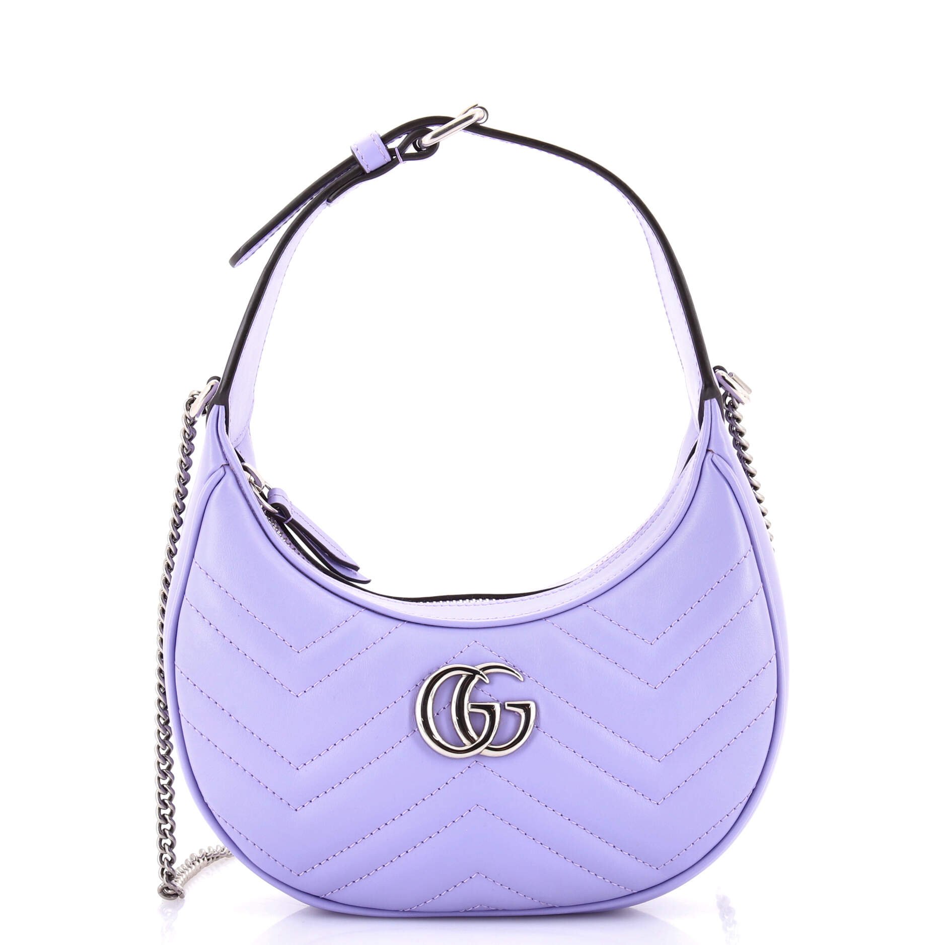 Gucci GG Marmont Half Moon Hobo Matelasse Leather Mini