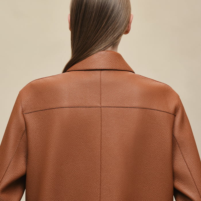 Marron Fauve Washed Deerskin Jacket