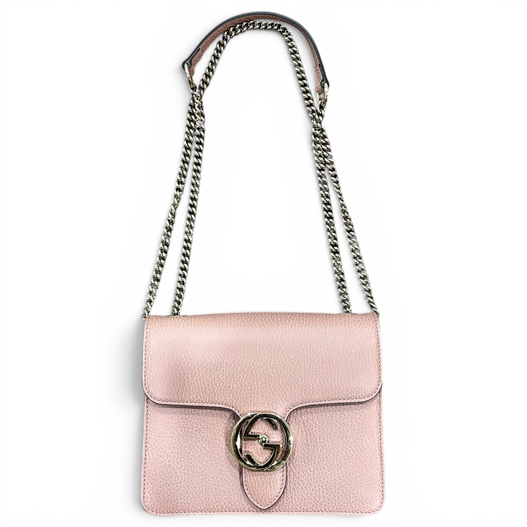 Interlocking leather handbag