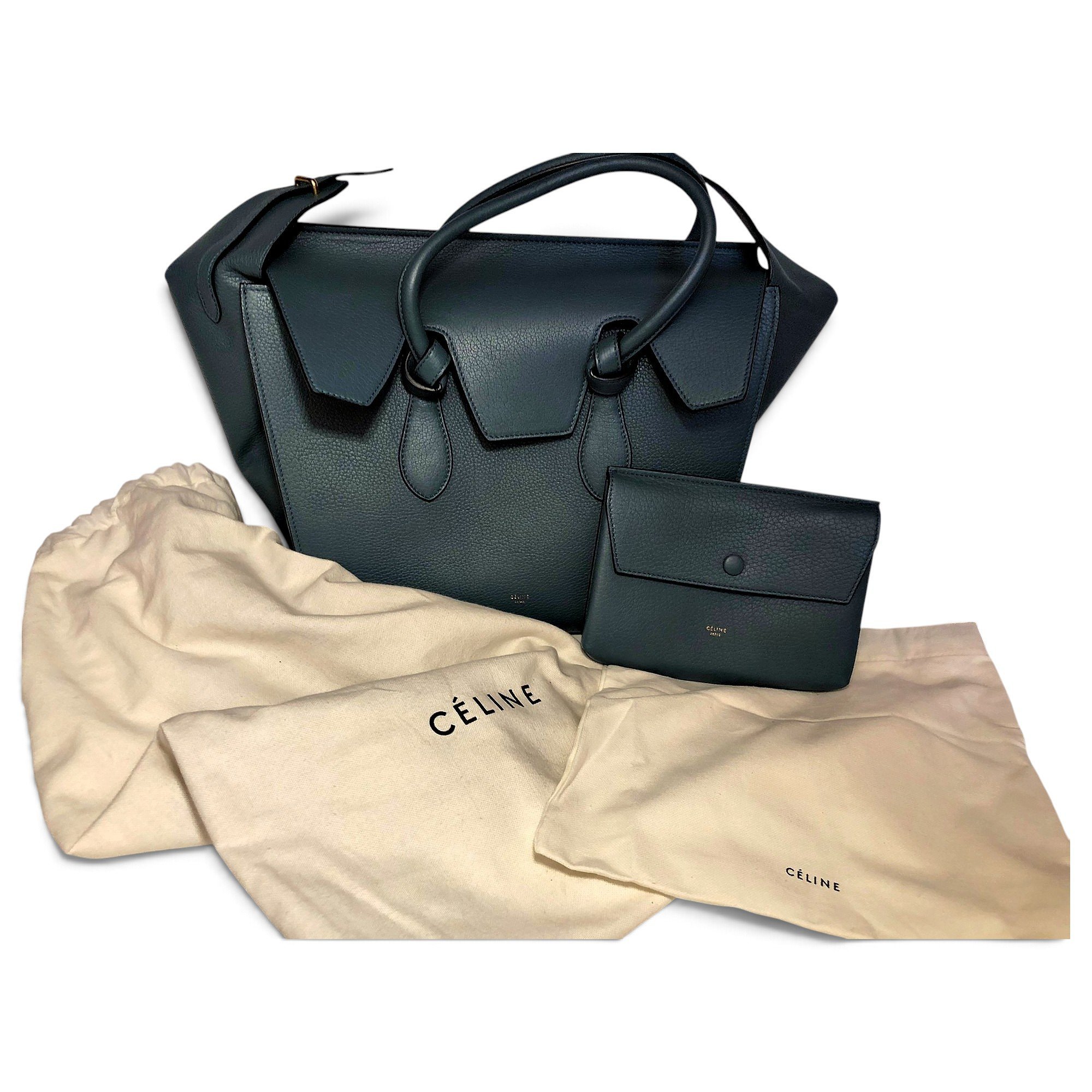 Tie leather handbag