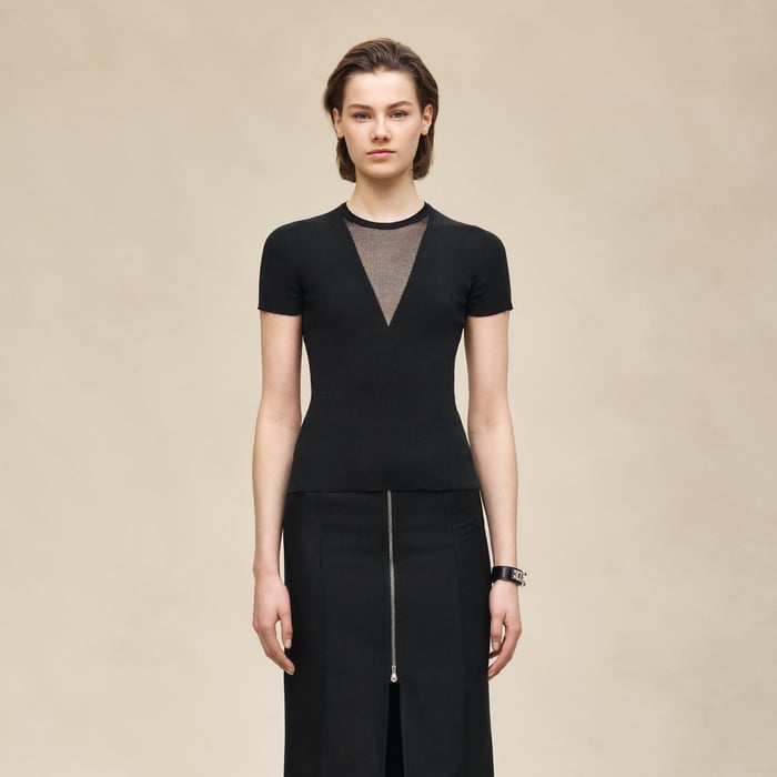 Noir Cashmere Short-sleeve Sweater