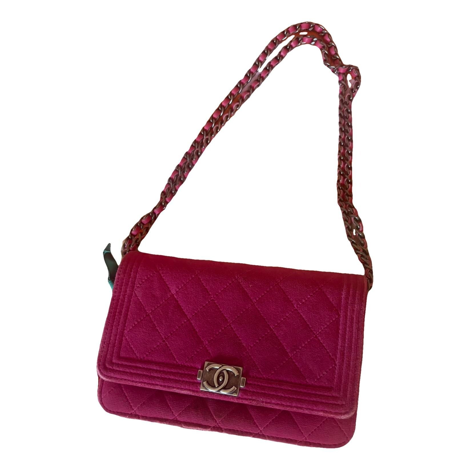 Wallet On Chain Boy velvet crossbody bag